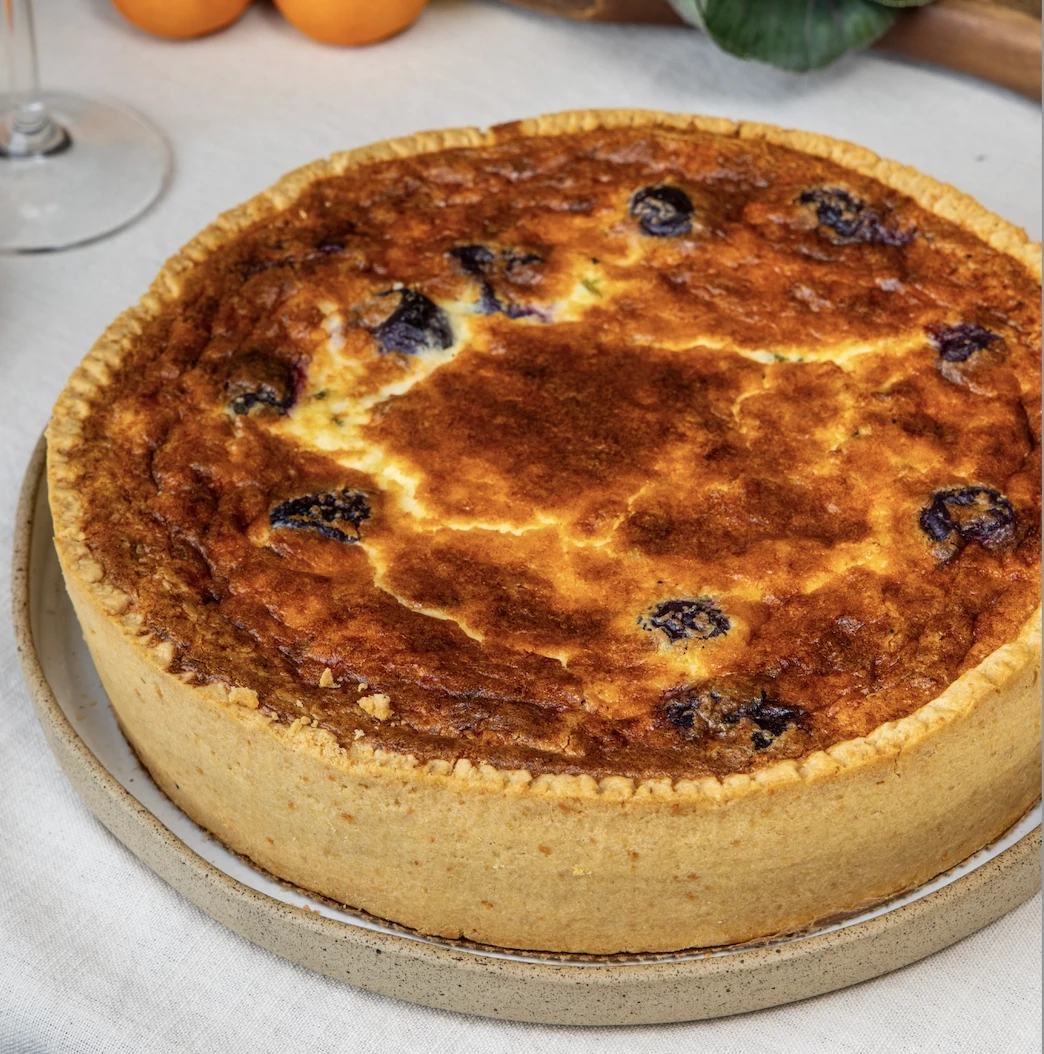 Quiche de bacalhau com cebola assada e azeitona preta - Páscoa
