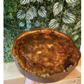 Quiche de bacalhau com cebola assada e azeitona preta - Páscoa